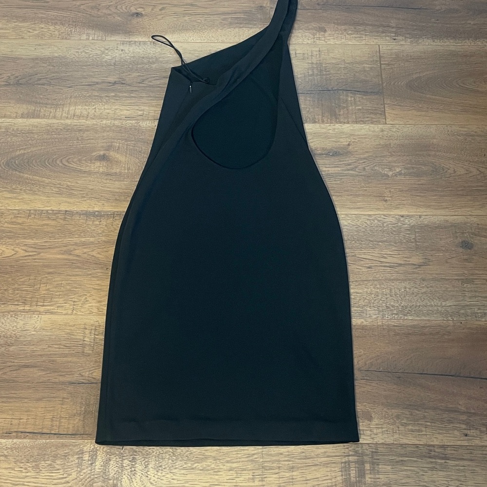 Alice + Olivia Women's Black One-Shoulder Cutout Cocktail Dress Size 0 $250 - Picture 2 of 10